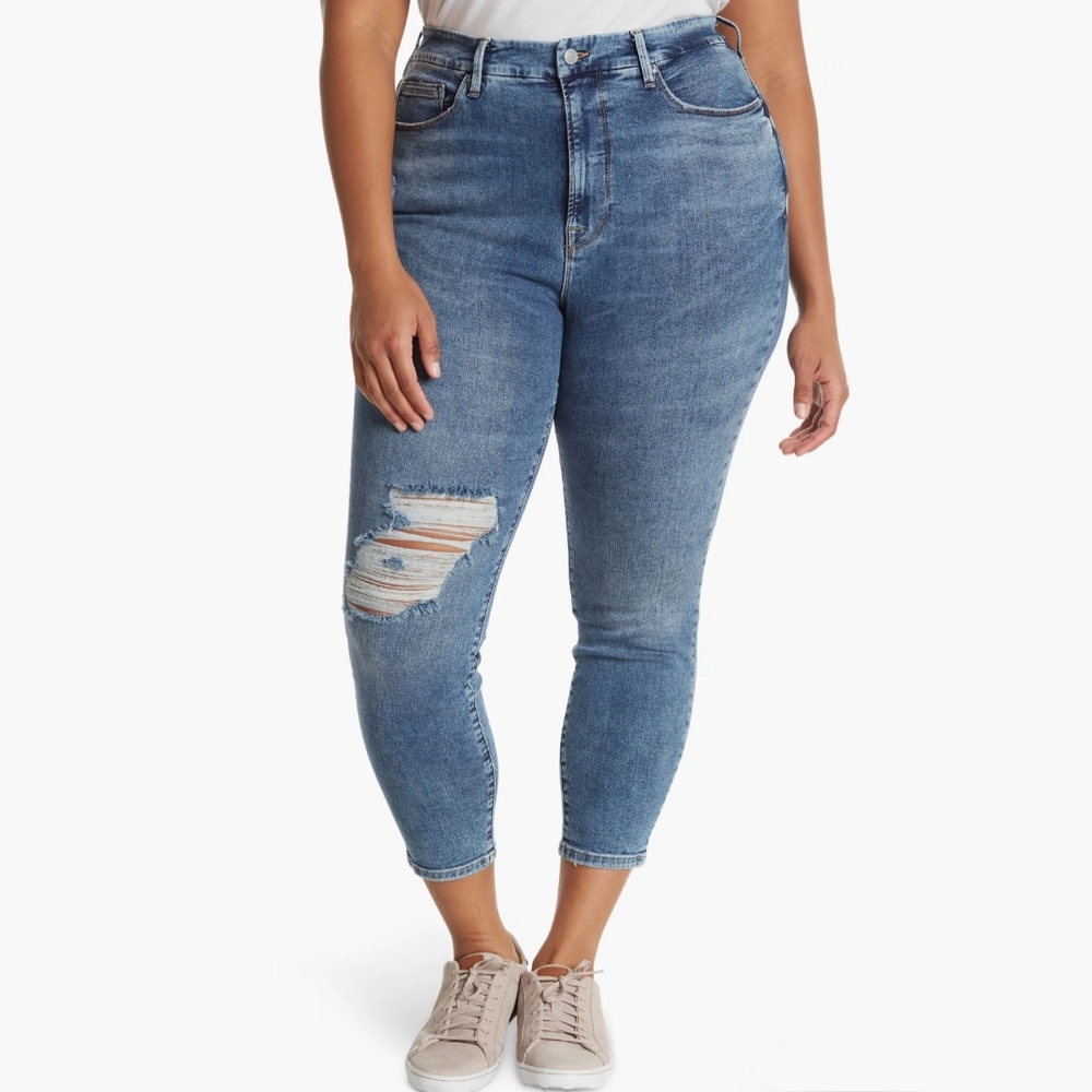 Good American Good Legs Crop Destruction Skinny Jeans